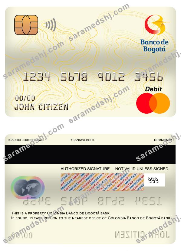 Colombia Banco de Bogotá bank mastercard debit card